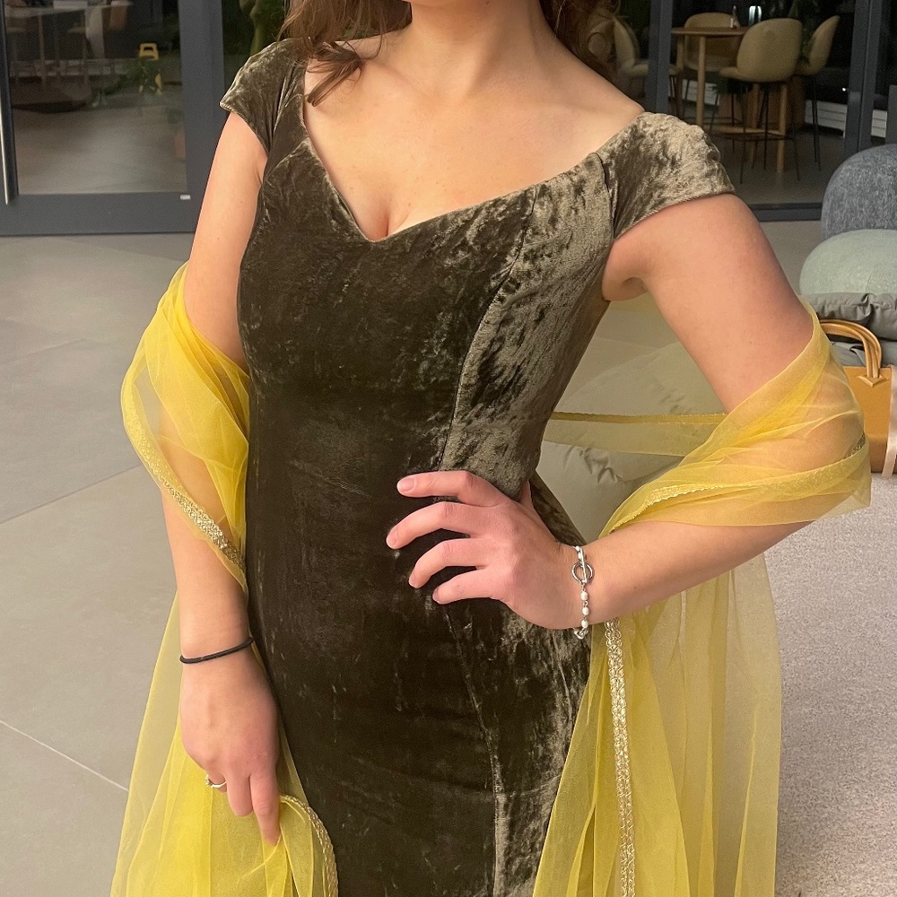 Olive Green velvet dress
